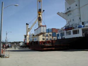 Container being offloaded at SMT